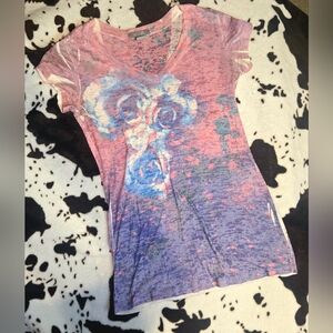 ​✨ Vintage Y2K dELiA*s Pink Purple Floral Burnout Tee | Juniors Small ✨